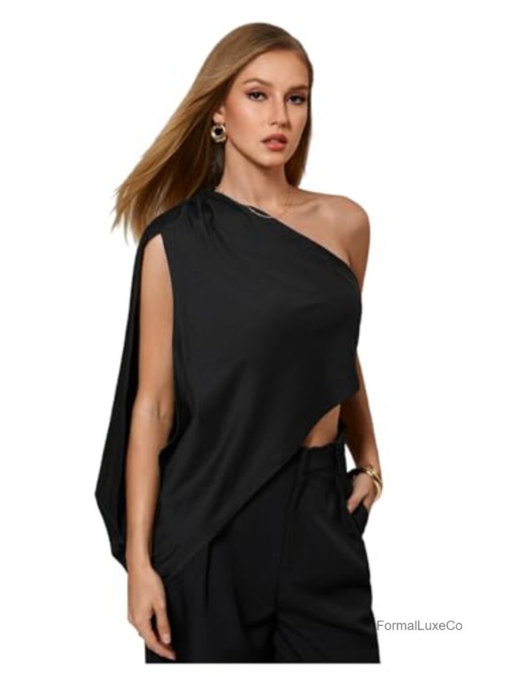Off Shoulder Asymmetrical Y2K Crop Blouse
